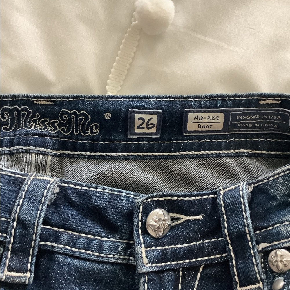 Miss Me Dark Blue Studded Jeans with Zip Pocket - Picture 4 of 6